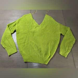 Fashion Nova Lime V-Neck Sweater